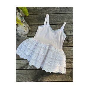True Vintage 50s Toddler Slip Dress Pink White Ruffles Lace Tulle Sz 2